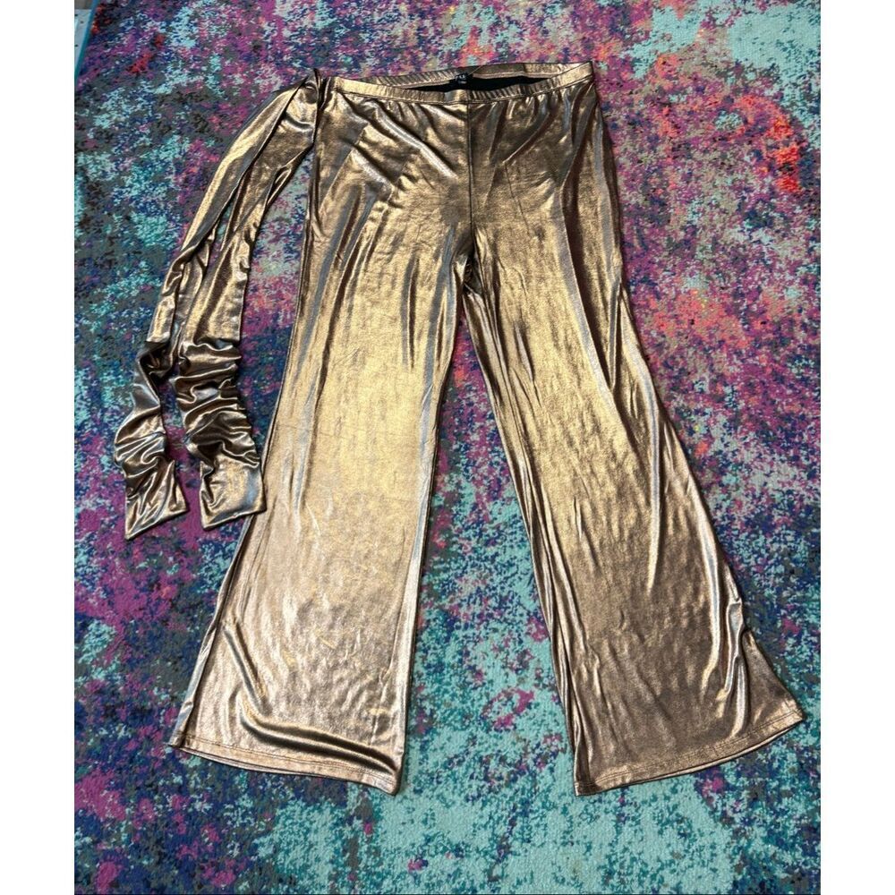 Metallic Wide Leg Pants
